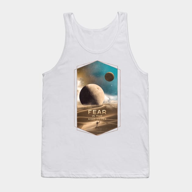 Dune Moons, Muad’Dib on Arrakis Tank Top by Dream Artworks